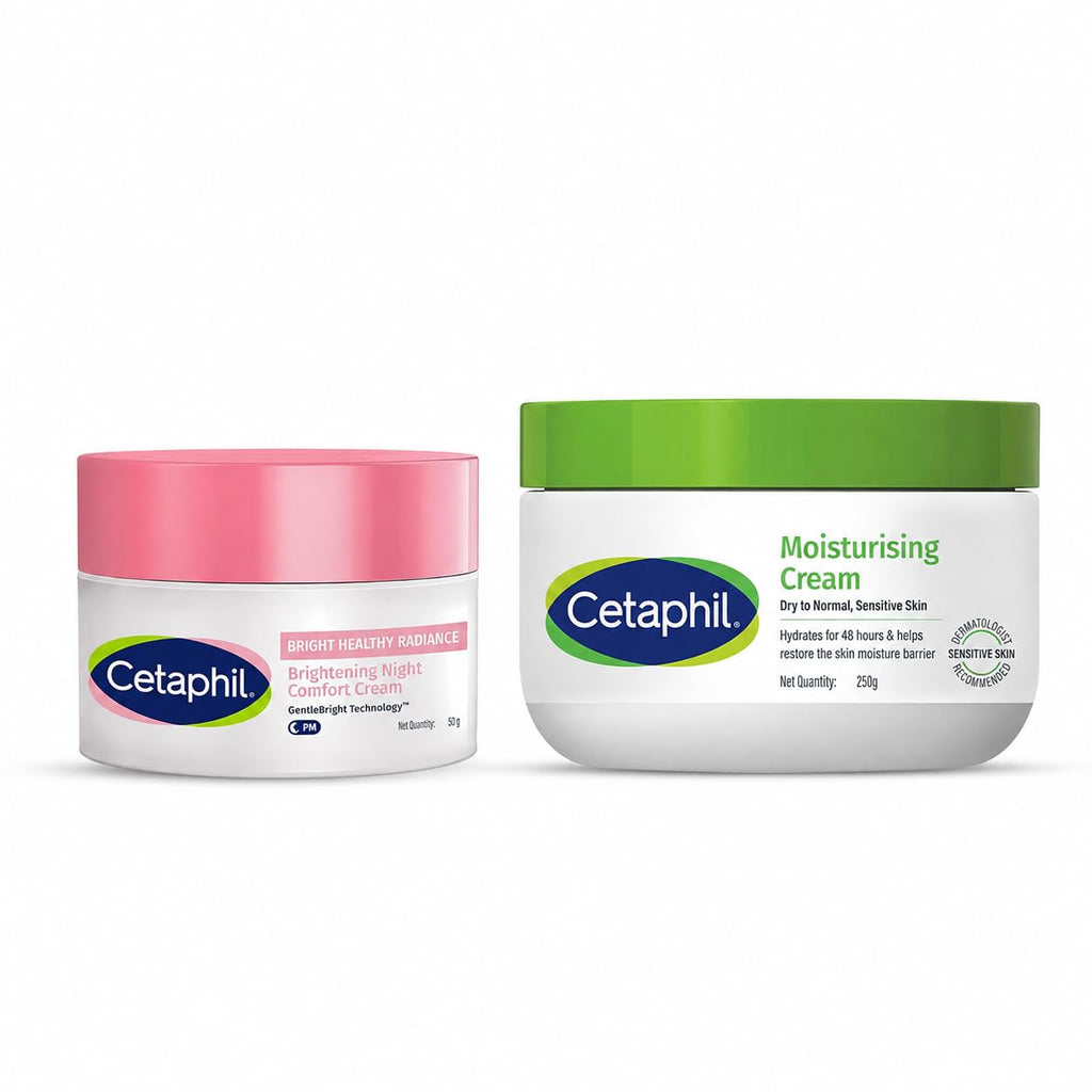 Cetaphil Moisturising Cream 250g & Cetaphil Bright Healthy Radiance Night Comfort Cream 50g Combo