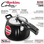 Hawkins 4 Litre Contura Black Pressure Cooker, Hard Anodised Inner Lid Cooker, Handi Cooker, Black (Cb40), 4 Liter