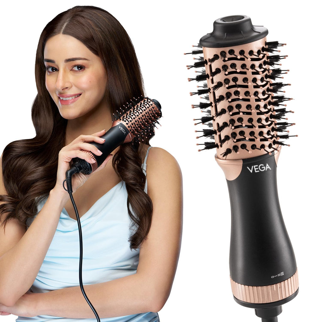 VEGA Litstyle L3 Volumizer Hair Blow Dryer Brush With 3 Heat/2 Speed Settings, 360° Airflow Vent, 3 in 1 Compact Hot Air Brush For Women, Tourmaline Ceramic