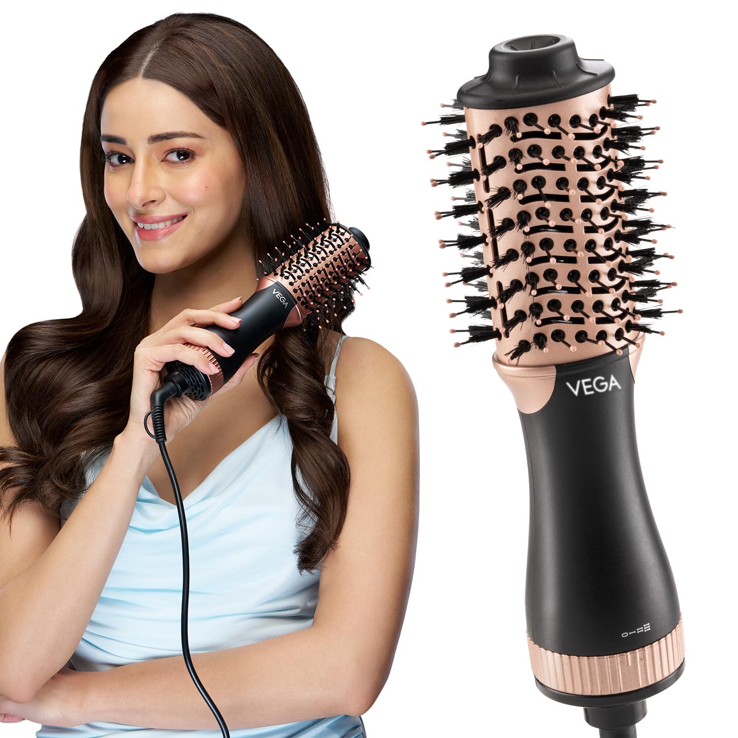 VEGA Litstyle L3 Volumizer Hair Blow Dryer Brush With 3 Heat/2 Speed Settings, 360° Airflow Vent, 3 in 1 Compact Hot Air Brush For Women, Tourmaline Ceramic
