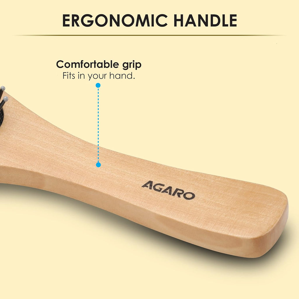 AGARO Wooden Narrow Oval Hair Brush with Strong & flexible nylon bristles, having Anti-static ball tips For Grooming, Straightening, Detangling & adding shine to Hair, ideal for Men & Women