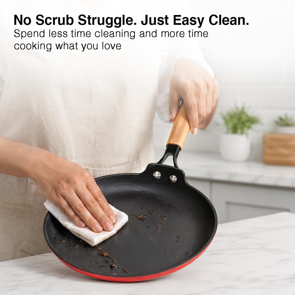 Prestige Castlite Enamel Coated Lightweight Cast Iron Omni Tawa 28cm | High Heat Retention, Rust-Proof |