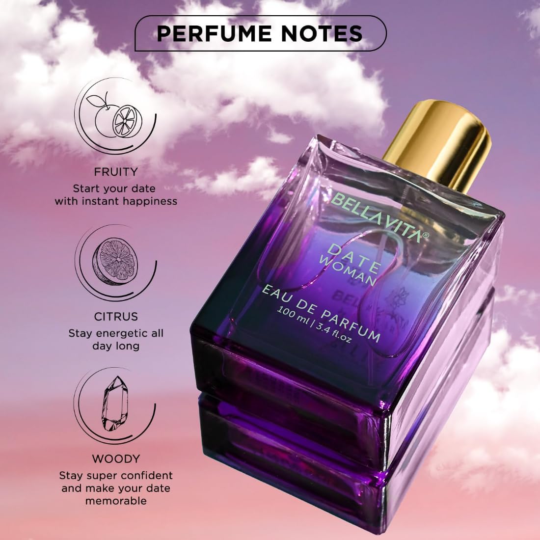 Bella Vita Luxury Date Long Lasting | Perfume for Woman | Gifts for Woman | EDP 100ml | Pink Pepper, Jasmine & Vanilla | Floral, Woody & Fruity...