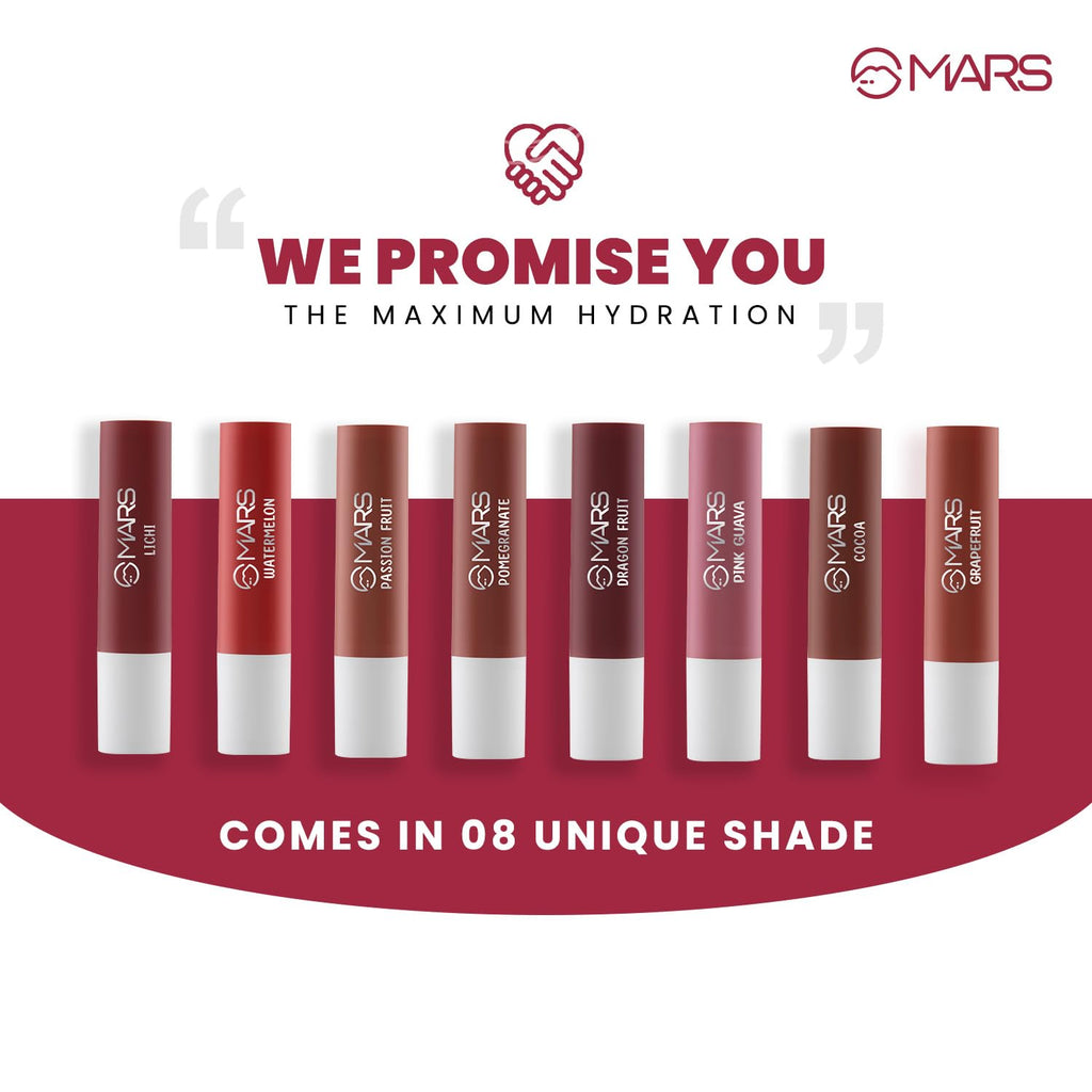 MARS Aqua Splash Tinted Lip Balm Enriched with Shea Butter, Jojoba Oil, Vitamin-E & Cocoa Extract | Repair Chapped Lips | Non-Sticky, Moisturising &...