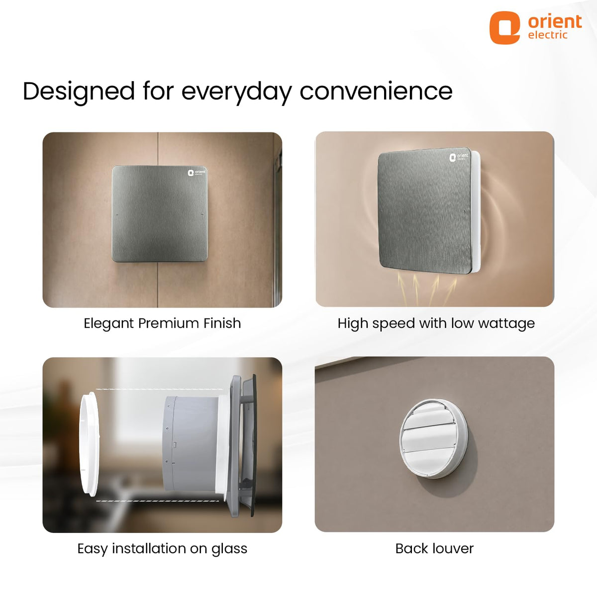 Orient Ventro exhaust 150 mm | Graphite Grey | Glass and wall mountable | Elegant design with high performance | Noiseless Operation | 2 year warranty