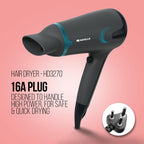 Havells HD3270 2-in-1 1700 Watts Hair Dryer with Diffuser and Thin Concentrator - Black