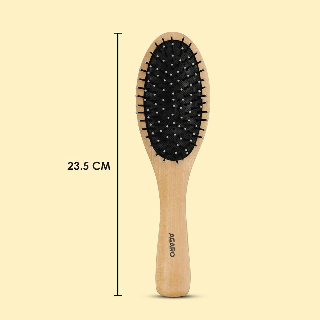 AGARO Wooden Narrow Oval Hair Brush with Strong & flexible nylon bristles, having Anti-static ball tips For Grooming, Straightening, Detangling & adding shine to Hair, ideal for Men & Women