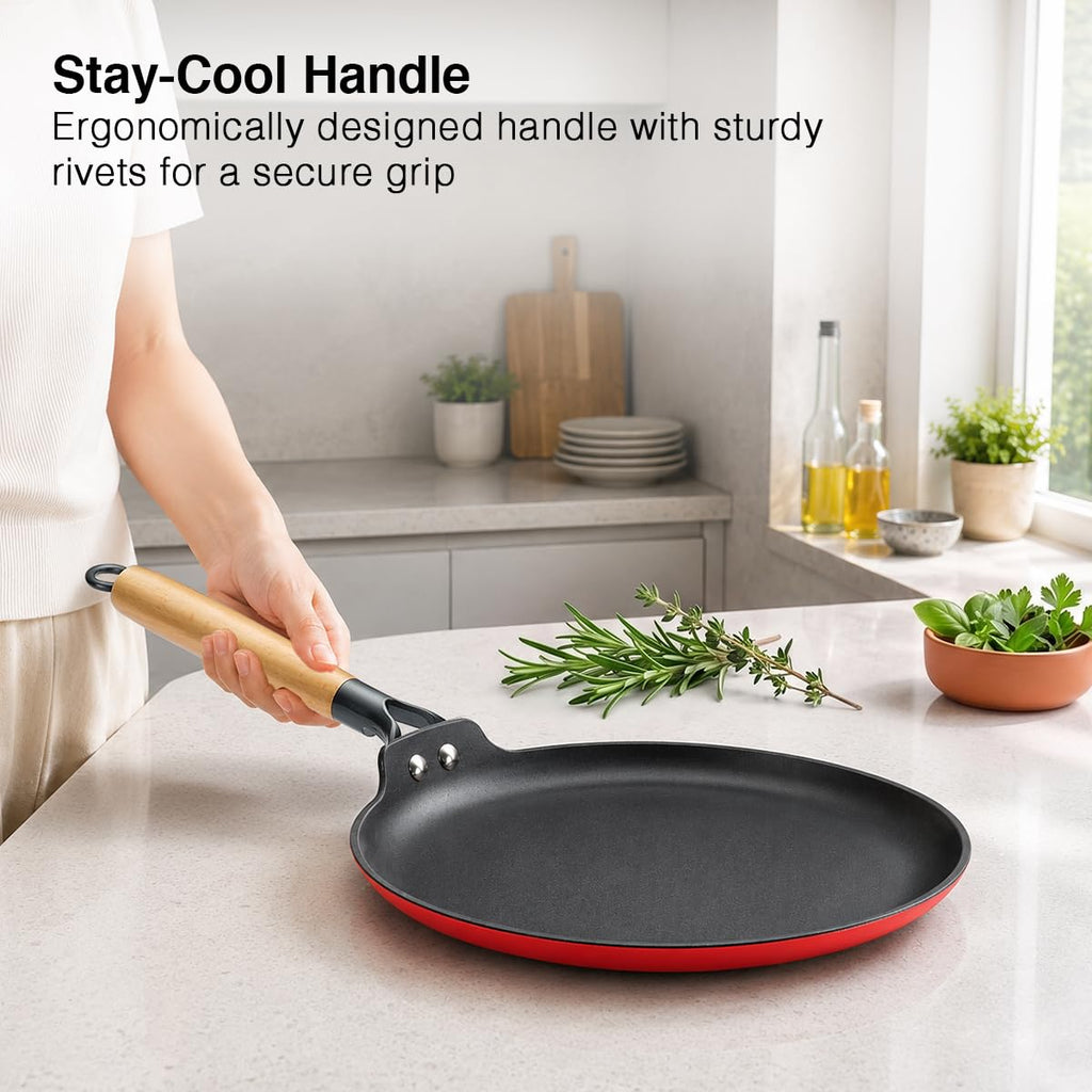 Prestige Castlite Enamel Coated Lightweight Cast Iron Omni Tawa 28cm | High Heat Retention, Rust-Proof |