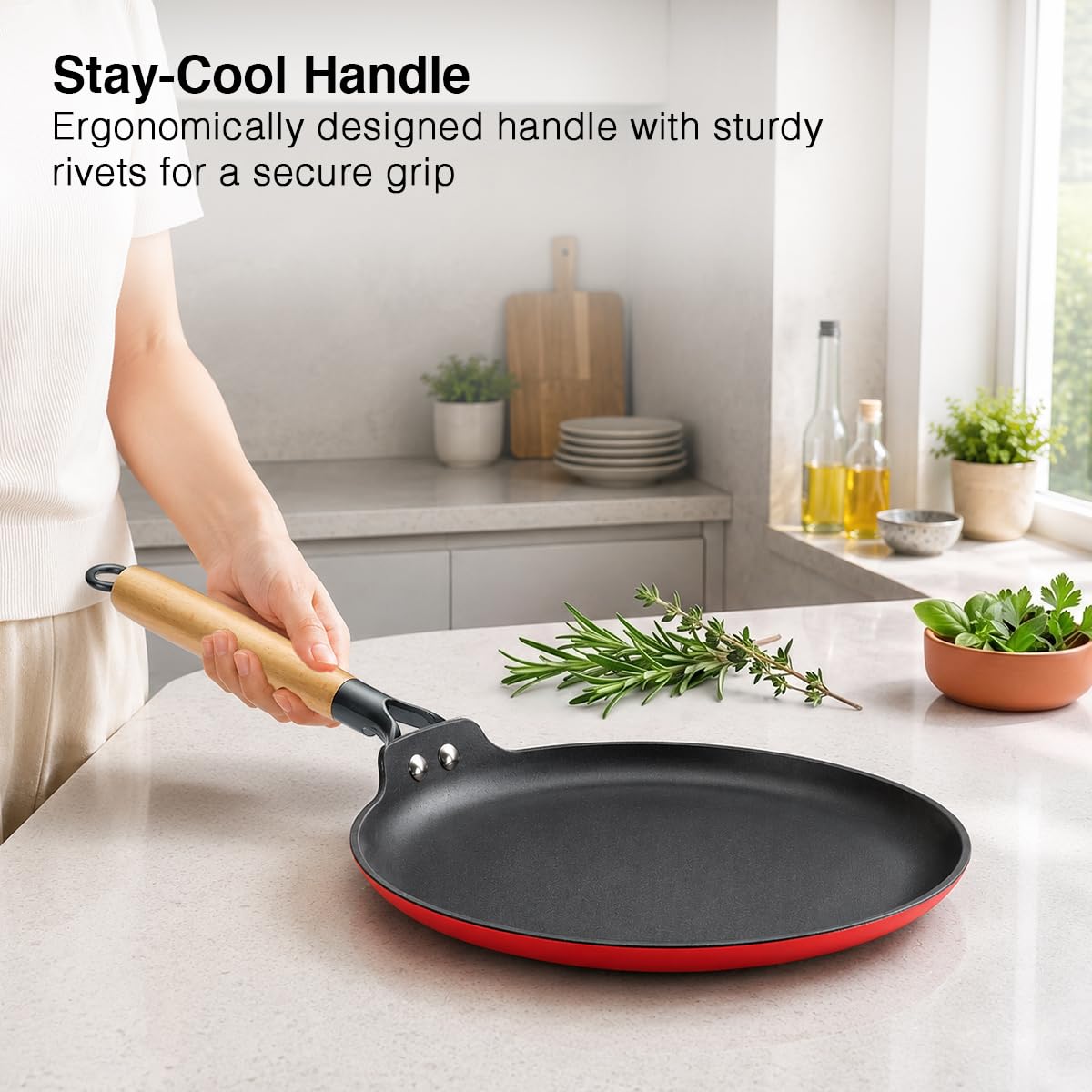 Prestige Castlite Enamel Coated Lightweight Cast Iron Omni Tawa 28cm | High Heat Retention, Rust-Proof |
