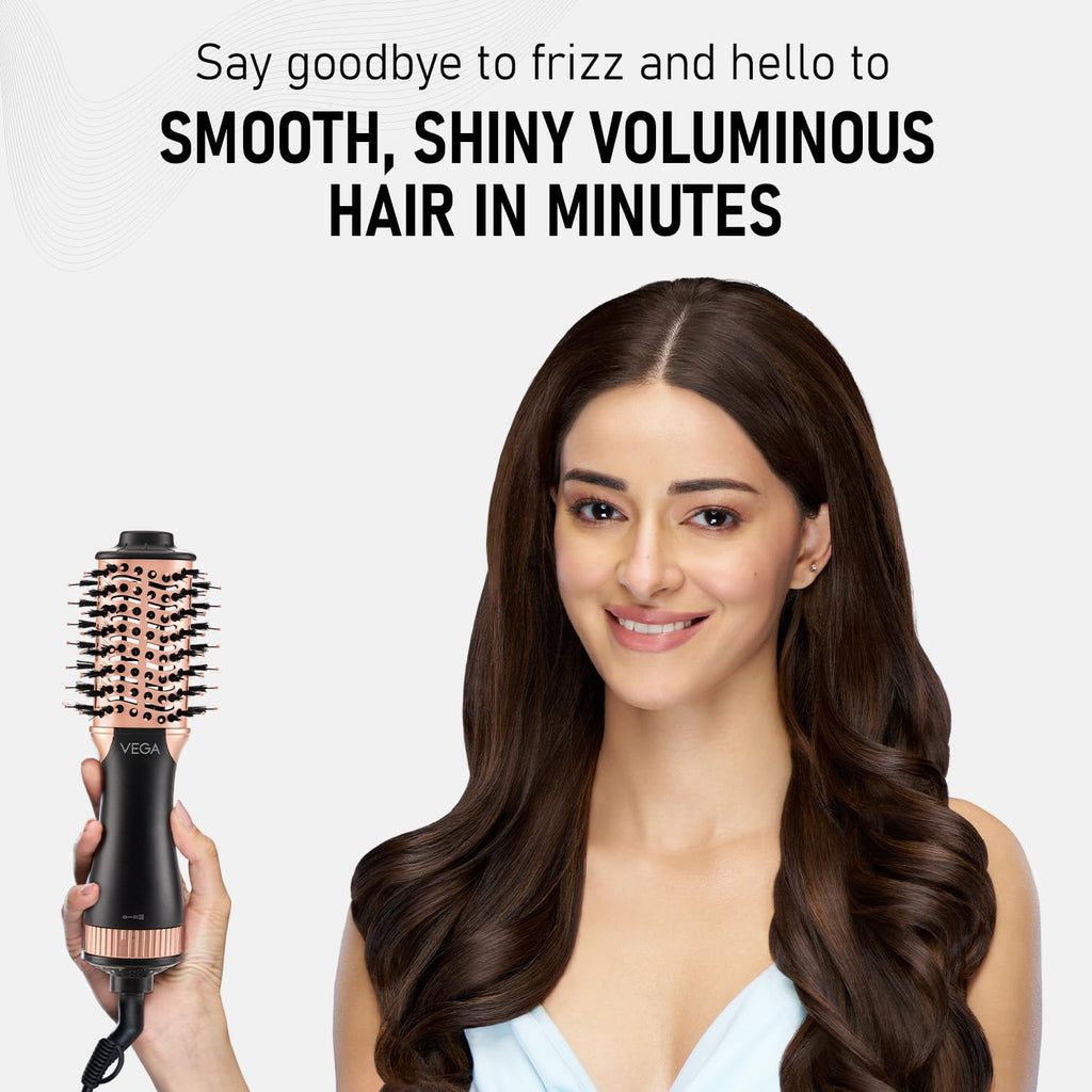 VEGA Litstyle L3 Volumizer Hair Blow Dryer Brush With 3 Heat/2 Speed Settings, 360° Airflow Vent, 3 in 1 Compact Hot Air Brush For Women, Tourmaline Ceramic