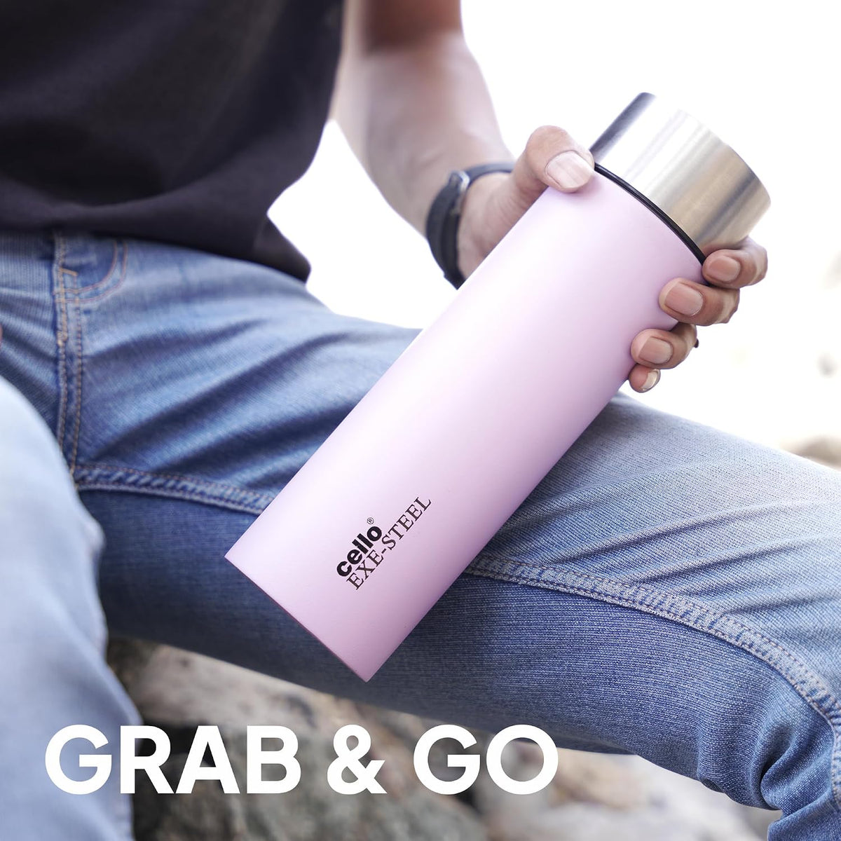CELLO H2O Matt Stainless Steel Water Bottle for Office & Daily Use 1000 ml Pink | Single Wall Freezer & Fridge Safe, Lightweight & Stylish Leakproof Rustproof Steel Water Bottle for School Gym Travel