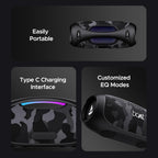 boAt Stone 1800 Bluetooth Speaker w/ 90 W RMS Sound, RGB LEDs, EQ Modes, IPX6,BT v5.3,Multi- Compatibility– Aux&USB, Playback time Up to 5 Hours & Type C Charging(Camo Black)