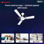 Havells 1200mm Enticer BLDC Prime Ceiling Fan| Compatible with Regulator & Remote| Upto 55% Energy Saving|