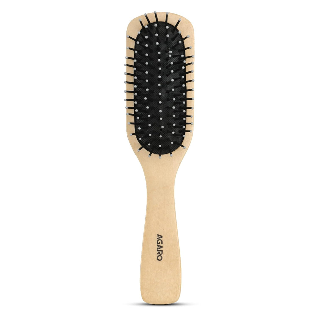 AGARO Wooden Broad Oval Hair Brush with Strong & flexible nylon bristles, having Anti static ball tips For Grooming, Straightening