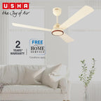 USHA AeroEdge 1200mm BLDC Ceiling Fan with RF Remote | BEE 5 Star Rated Energy Efficient | 100% Copper Motor | High Air Delivery 220CMM | 3-Year Motor & 2-Year PCB Warranty | (Ivory)
