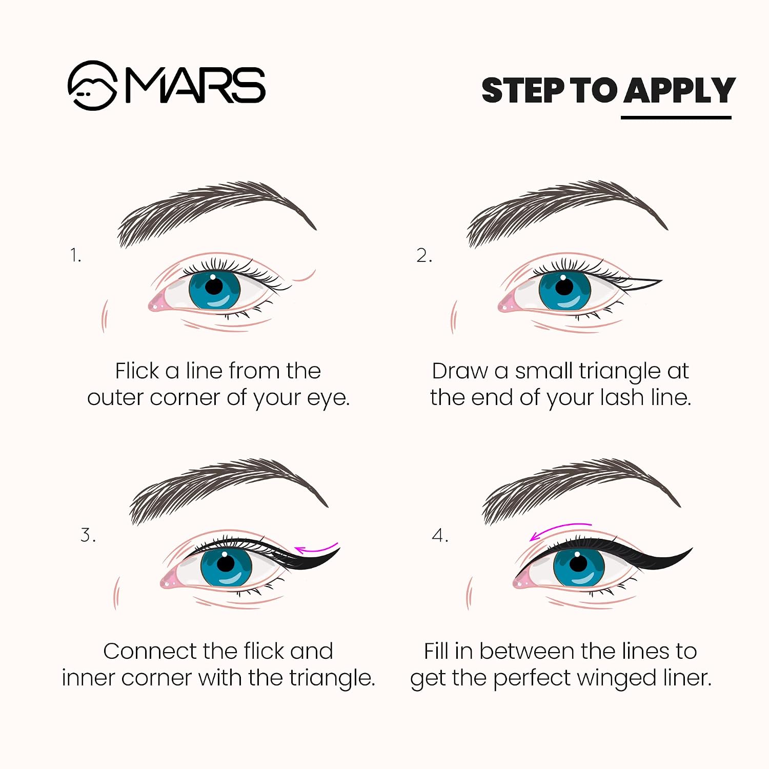 MARS Free Flow Eyeliner with Demi Matte Finish | Long Lasting, Smudgeproof & Easy Glide Formula (6 ml)