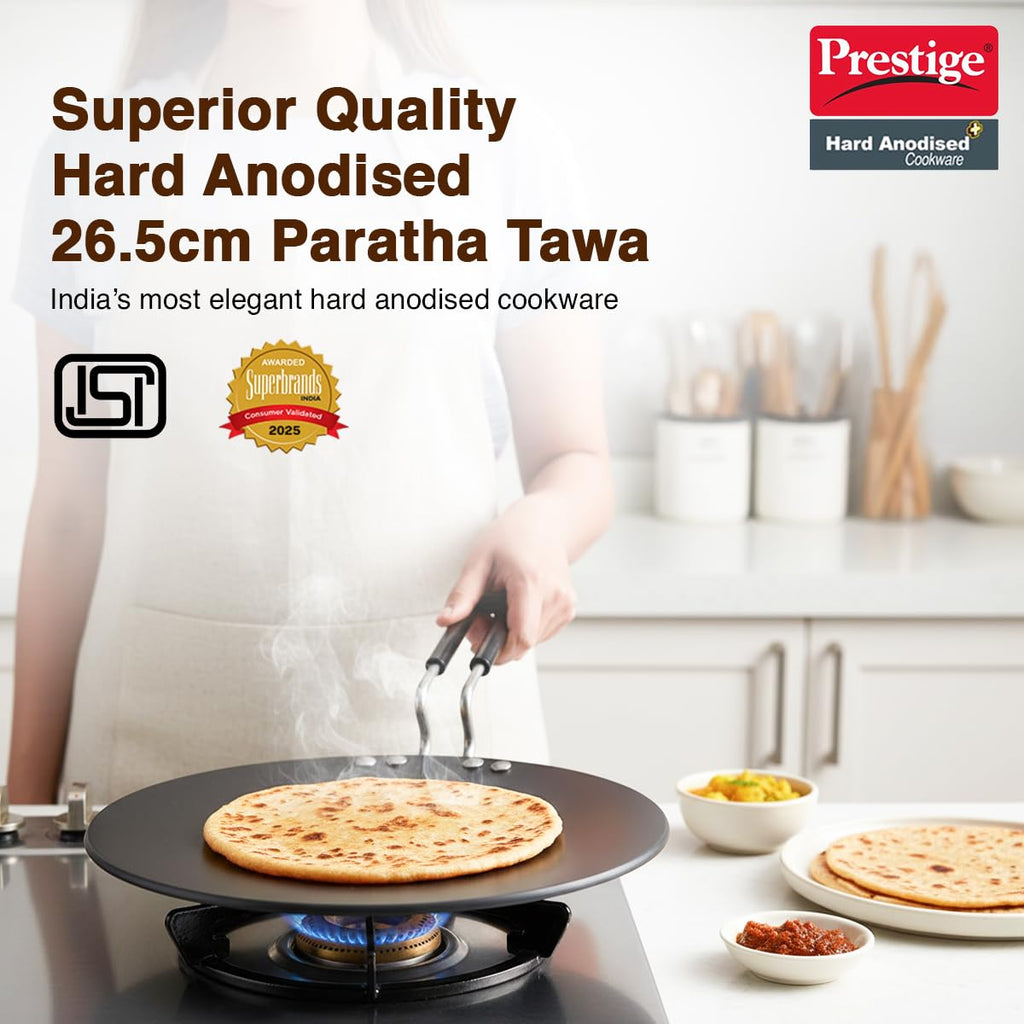Prestige Hard Anodized Plus Roti/Chapati Tawa (Aluminium)|Wide Base with 26.5 cm|