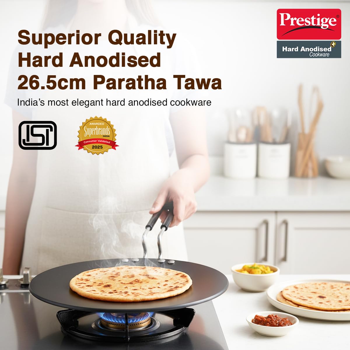 Prestige Hard Anodized Plus Roti/Chapati Tawa (Aluminium)|Wide Base with 26.5 cm|