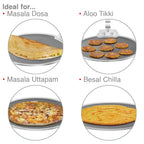 Hawkins 30 cm Dosa Tava, Triply Stainless Steel Shielded Nonstick Tawa with Rosewood Handle, Honeycomb Non Stick Induction Tawa, Silver (NSDT30)