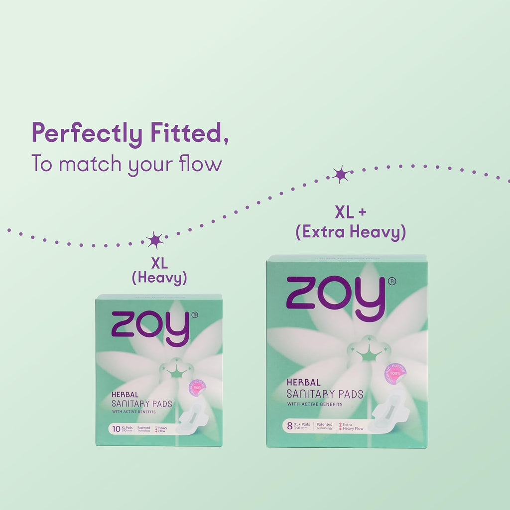 ZOY Herbal Sanitary Pads for Women XL Heavy Flow |10 Pads