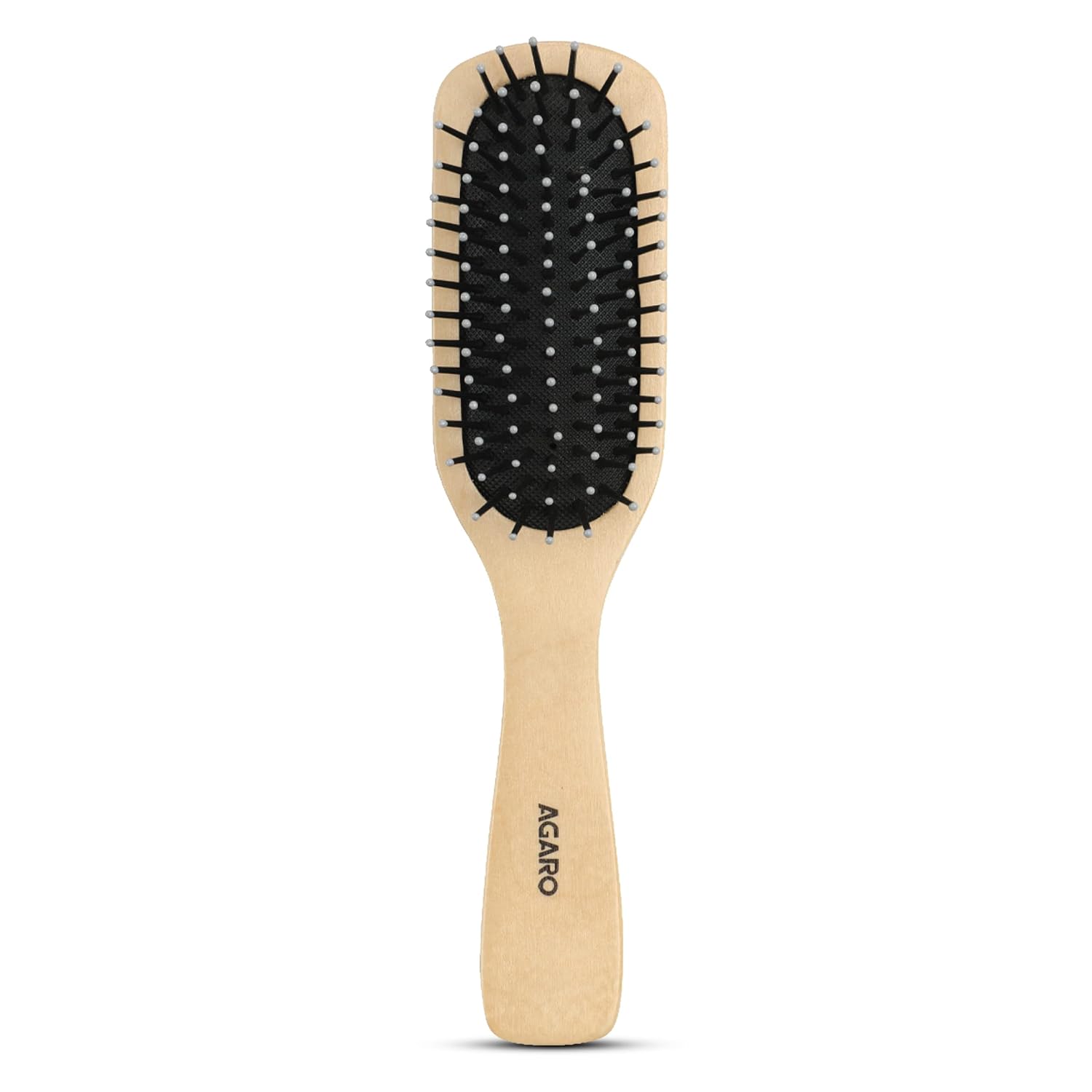 AGARO Prime Wooden Flat Hair Brush with Strong & flexible nylon bristles, having Anti- static ball tips, For Grooming, Volumising & Back Brushing, ideal for Men & Women