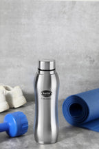 CELLO Aqua Pro Stainless Steel Water Bottle 1000ml Set of 3 Pcs | ISI Certified, Single Walled | Leakproof, Rust Proof, Food Grade, Easy to Carry | Airtight Steel Bottle for Fridge, Office, Gym