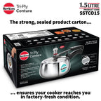Hawkins Contura 1.5 Litre Stainless steel Pressure Cooker | Curved Body | Induction Compatible | Ideal for 1 2 persons | ISI Certified | Guaranteed for 5...