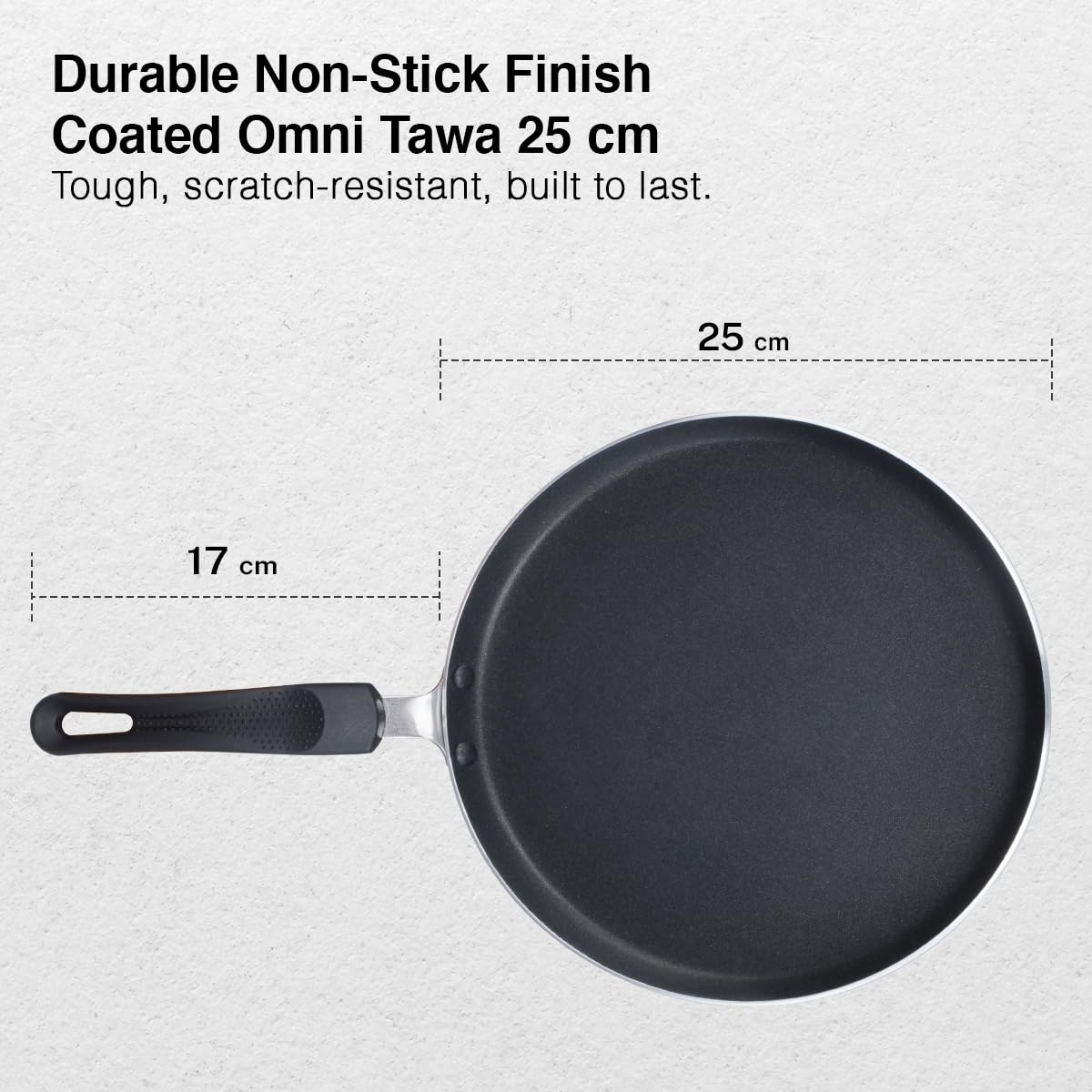 Prestige Aluminium Omega Select Plus Non-Stick Omni Tawa, 25cm, Black