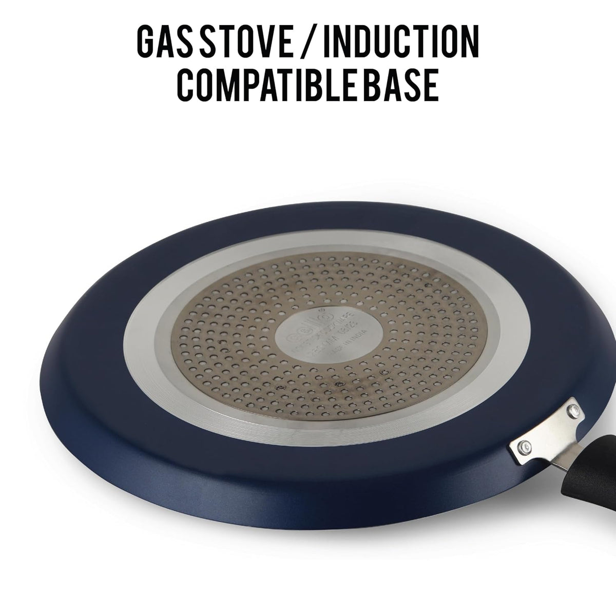 CELLO Platina Aluminium Non-Stick Induction Base Dosa Tawa 28CM with Bakelite Handle, Blue |