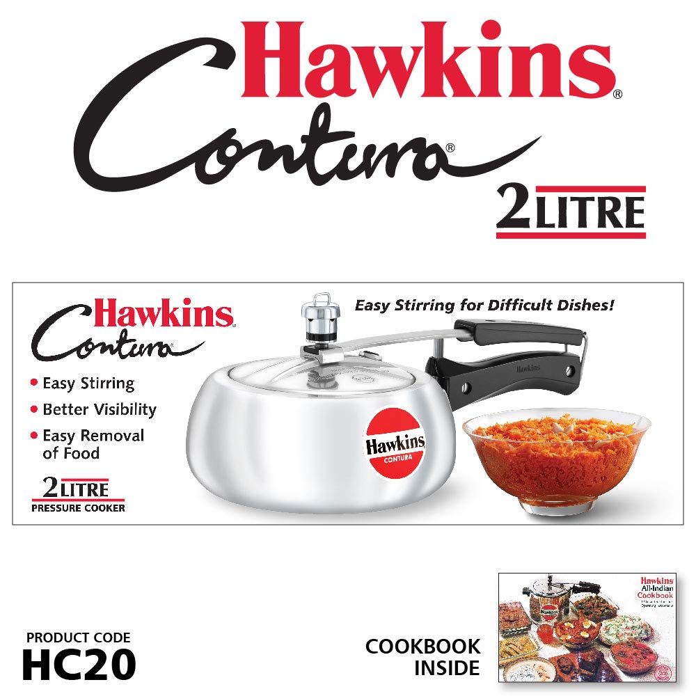 Hawkins Contura 2L Aluminium Inner Lid Pressure Cooker (Silver)