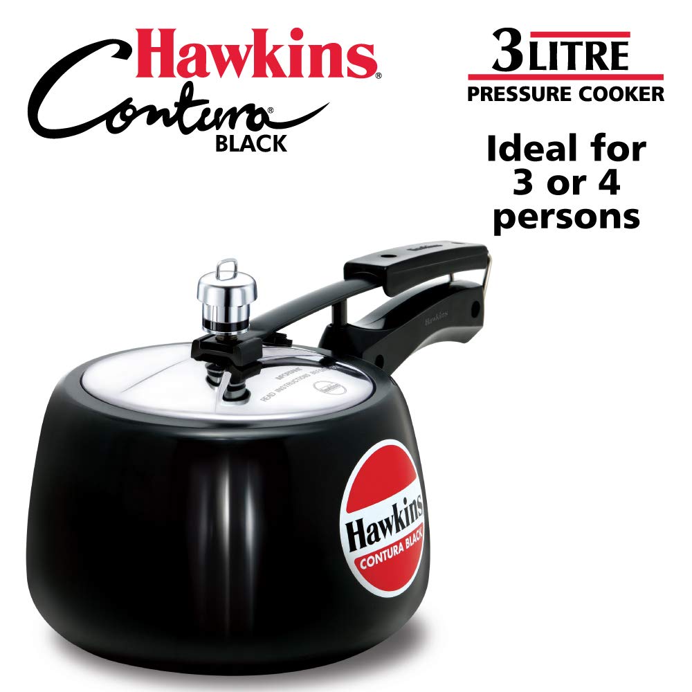 Hawkins Contura Hard Anodised Aluminium Pressure Cooker, 3 Litres, Black & Hawkins Contura Pressure Cooker, 3 Litres