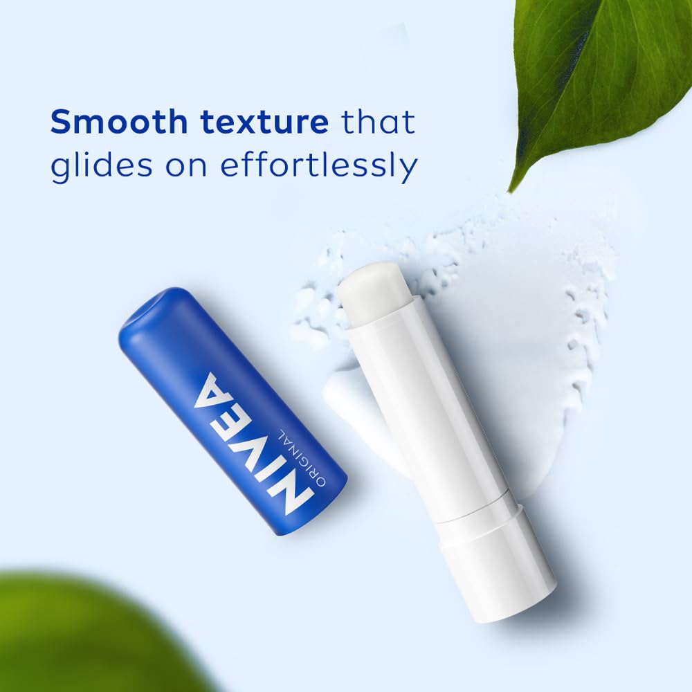 NIVEA Original Care 4.8g Lip Balm|24 H Melt in Moisture Formula|Natural Oils|Nourished Lips,4.8 g (Pack of 1)