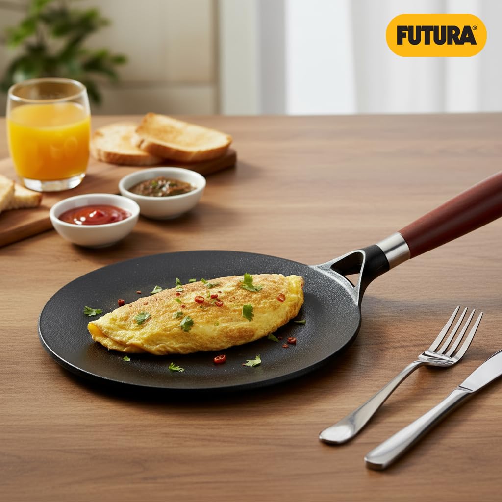 Hawkins 22 cm Futura Cast Iron Tava | Induction & Gas Compatible | Naturally Nonstick | No Coating | Ideal for Roti/Chapati | Black (CIT22)|Induction...