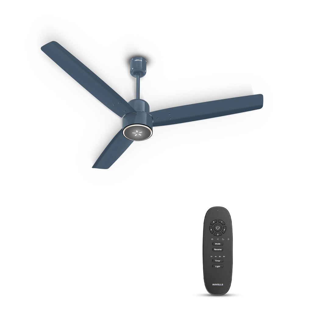 Havells FAB BLDC LED Ceiling Fan 1200 mm, 5 star, LED Speed Indicator, 380 RPM, Up to 65% Savings,Reverse Rotation,4 Speed Modes,Low Wattage 30W,Low Noise