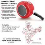 Hawkins 3 Litre Contura Pressure Cooker, Ceramic Coated Handi Inner Lid Cooker, Tomato Red (CTR30)