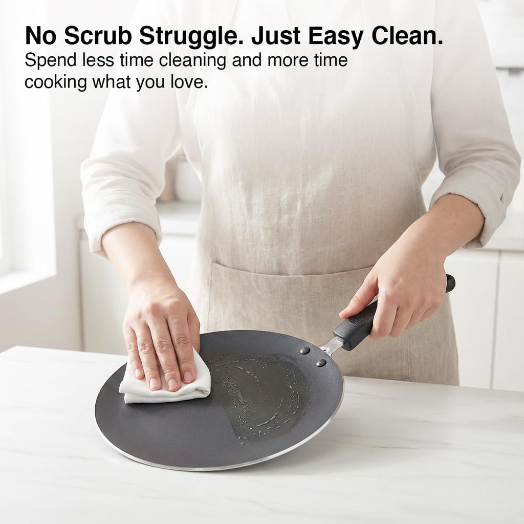 Prestige Aluminium Omega Select Plus Non-Stick Concave Tawa, 28 cm, Black