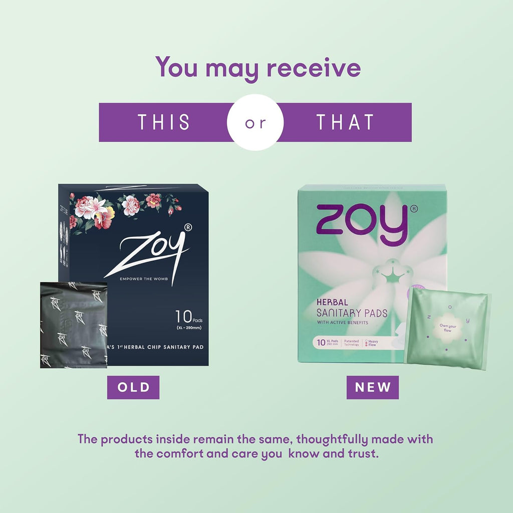 ZOY Herbal Sanitary Pads for Women XL Heavy Flow |10 Pads