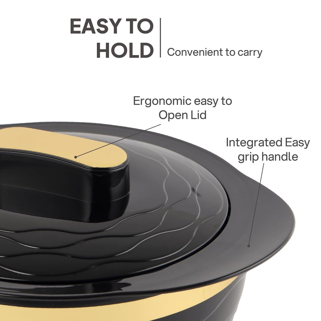Cello Gold Crust Insulated Casserole Set of 3, (500ml, 1000ml, 1500ml) Black |