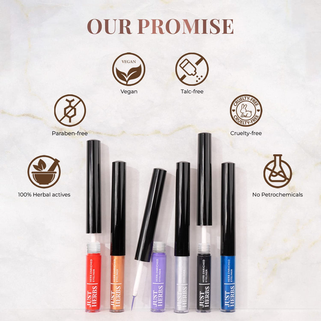 Just Herbs Eyeliner Waterproof and Smudge Proof, Long Lasting Eyeliners 2.5g (Platinum Silver)