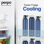 Stainless Steel Water Bottle Chromo Denim Blue 950ml Dual Cap Lightweight single-wall water bottle with leakproof lid, BPA-free, ideal for school, office, gym, travel.