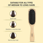AGARO Prime Wooden Flat Hair Brush with Strong & flexible nylon bristles, having Anti- static ball tips, For Grooming, Volumising & Back Brushing, ideal for Men & Women