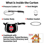 Hawkins 4 Litre Contura Black Pressure Cooker, Hard Anodised Inner Lid Cooker, Handi Cooker, Black (Cb40), 4 Liter