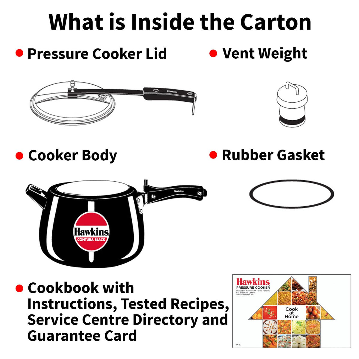 Hawkins 4 Litre Contura Black Pressure Cooker, Hard Anodised Inner Lid Cooker, Handi Cooker, Black (Cb40), 4 Liter