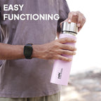 CELLO H2O Matt Stainless Steel Water Bottle for Office & Daily Use 1000 ml Pink | Single Wall Freezer & Fridge Safe, Lightweight & Stylish Leakproof Rustproof Steel Water Bottle for School Gym Travel