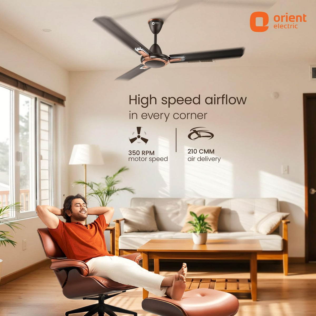 Orient Electric 1200 mm Apex Prime| 5 Years Warranty by Orient | 350 RPM Motor Speed | BEE 1-Star Rated Energy Efficient Fan|