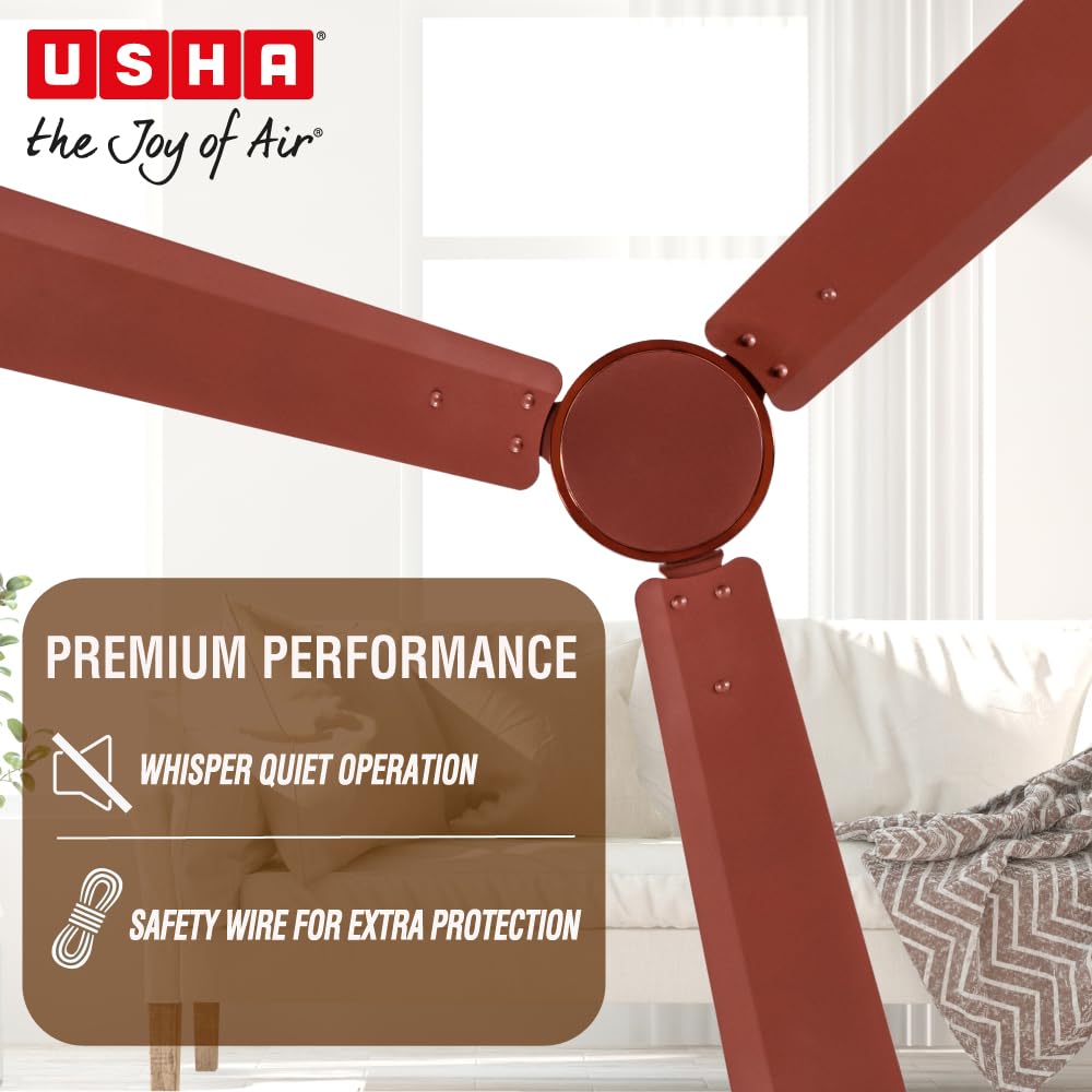 USHA Aeroedge 1200mm BLDC Ceiling Fan with RF Remote | BEE 5 Star Rated Energy Efficient | 100% Copper Motor | High Air Delivery 220CM | 3-Year Motor &...