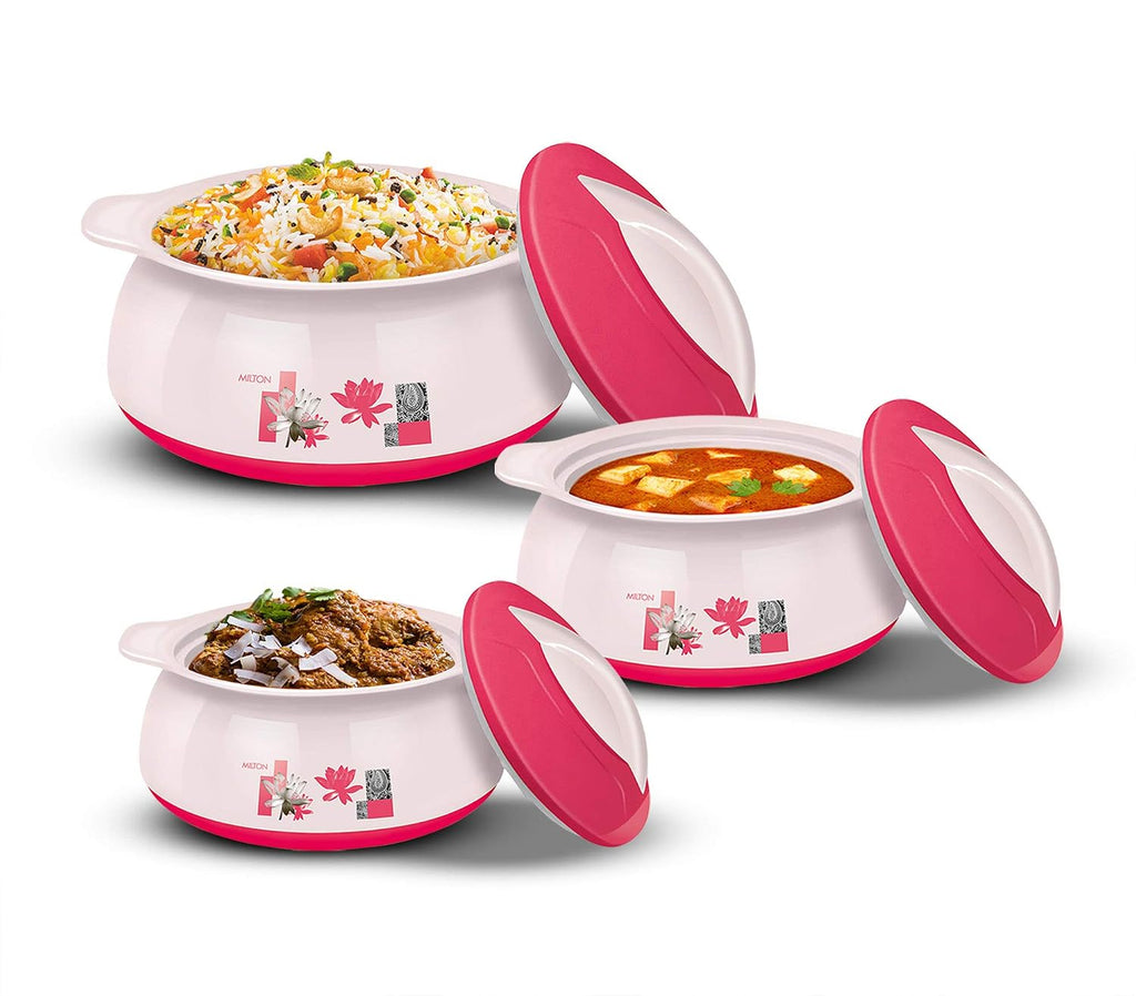 MILTON Delish Jr Insulated Inner Stainless Steel Casserole Gift Set of 3, Ivory