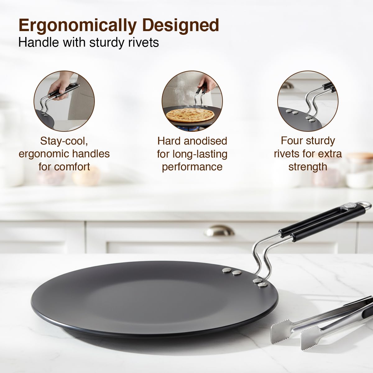 Prestige Hard Anodized Plus Roti/Chapati Tawa (Aluminium)|Wide Base with 26.5 cm|