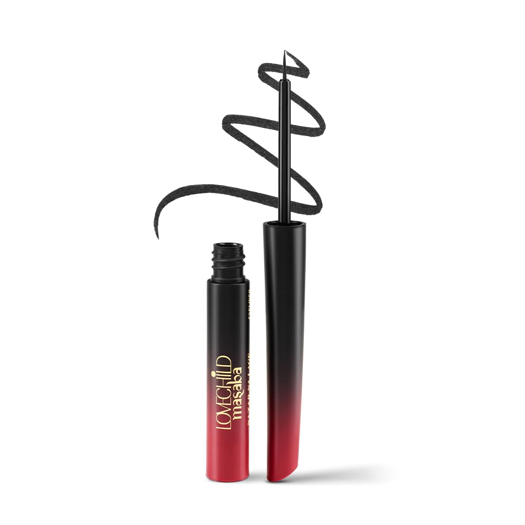 LoveChild Masaba Liquid Eyeliner (Black), Waterproof Smudge-Proof Eyeliner with HD Gloss Finish, Quick Drying Eye Liner and Long Lasting Eye Makeup for...