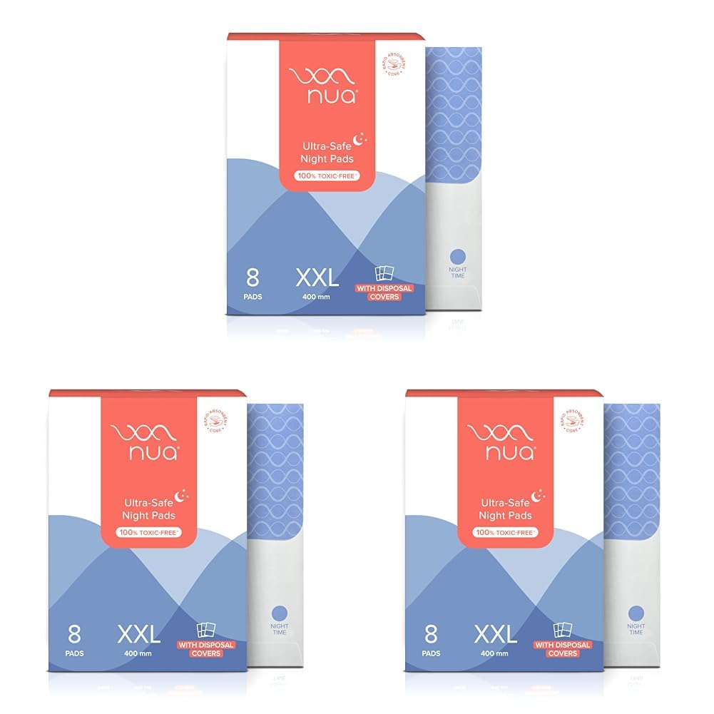Nua Ultra-Safe Night Pads 400 Mm Xxl|60% Larger Absorbent Core